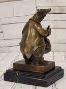 Signed Original Mr Bear Playing Drum Genuine Bronze Sculpture Figurine Statue
