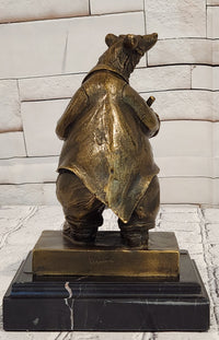 Signed Original Mr Bear Playing Drum Genuine Bronze Sculpture Figurine Statue