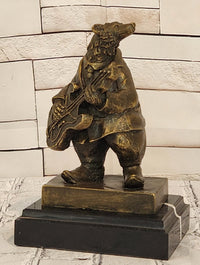 Signed Original Williams Bear Playing Music Genuine Bronze Sculpture Statue
