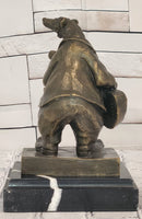 Signed Original Williams Bear Playing Music Genuine Bronze Sculpture Statue