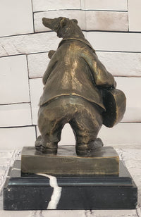 Signed Original Williams Bear Playing Music Genuine Bronze Sculpture Statue