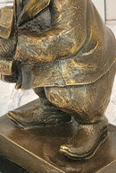 Signed Original Williams Bear Playing Music Genuine Bronze Sculpture Statue