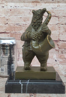 Bear Playing Saxophone Bronze Sculpture - Animal Music Art