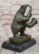 Bear Playing Saxophone Bronze Sculpture - Animal Music Art