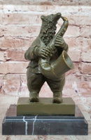 Bear Playing Saxophone Bronze Sculpture - Animal Music Art