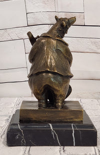 Vintage European Bear Playing the Cello Bronze Sculpture Statue Signed Williams