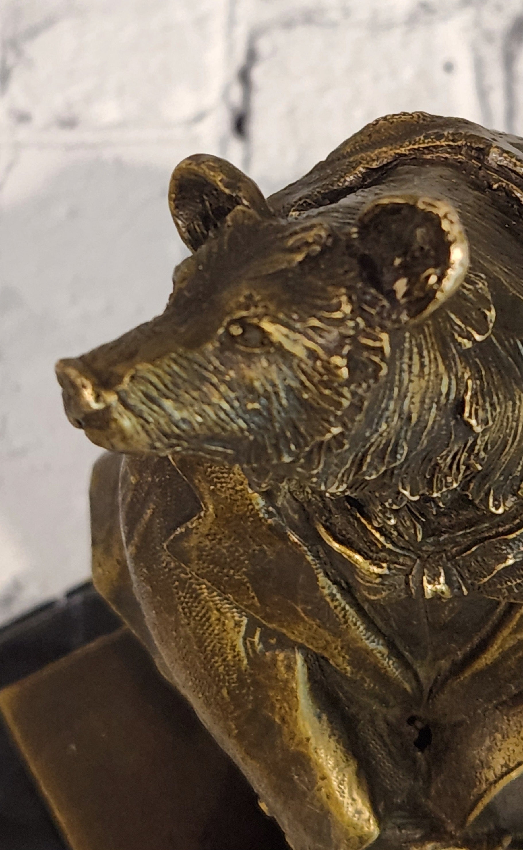 Vintage European Bear Playing the Cello Bronze Sculpture Statue Signed Williams