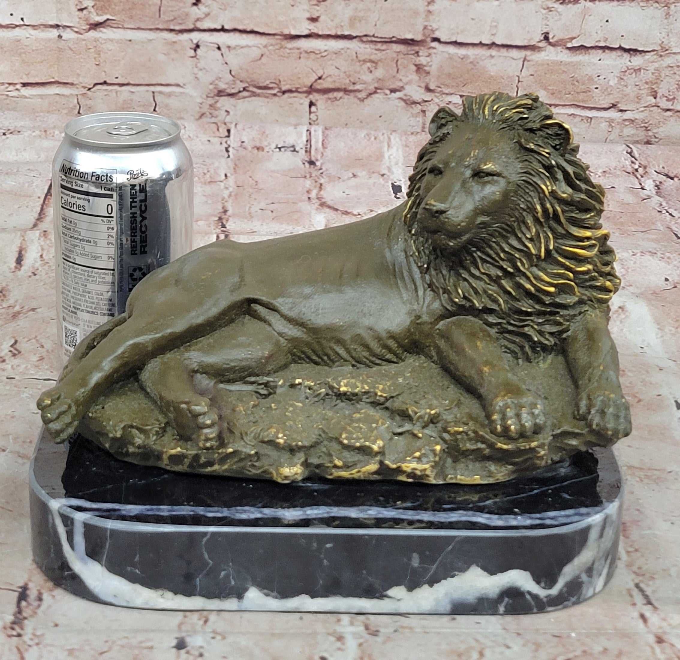 Bronze Reclining Lion Majestic Wildlife Sculpture