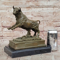 Charging Rearing Bull Bronze Sculpture Signed Milo