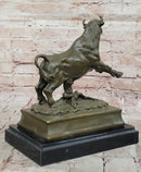 Charging Rearing Bull Bronze Sculpture Signed Milo