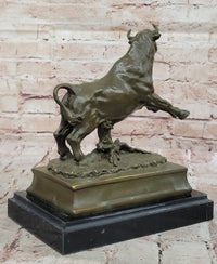 Charging Rearing Bull Bronze Sculpture Signed Milo