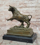 Charging Rearing Bull Bronze Sculpture Signed Milo