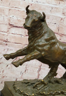 Charging Rearing Bull Bronze Sculpture Signed Milo