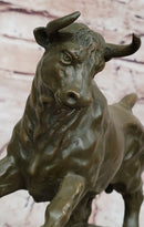 Charging Rearing Bull Bronze Sculpture Signed Milo