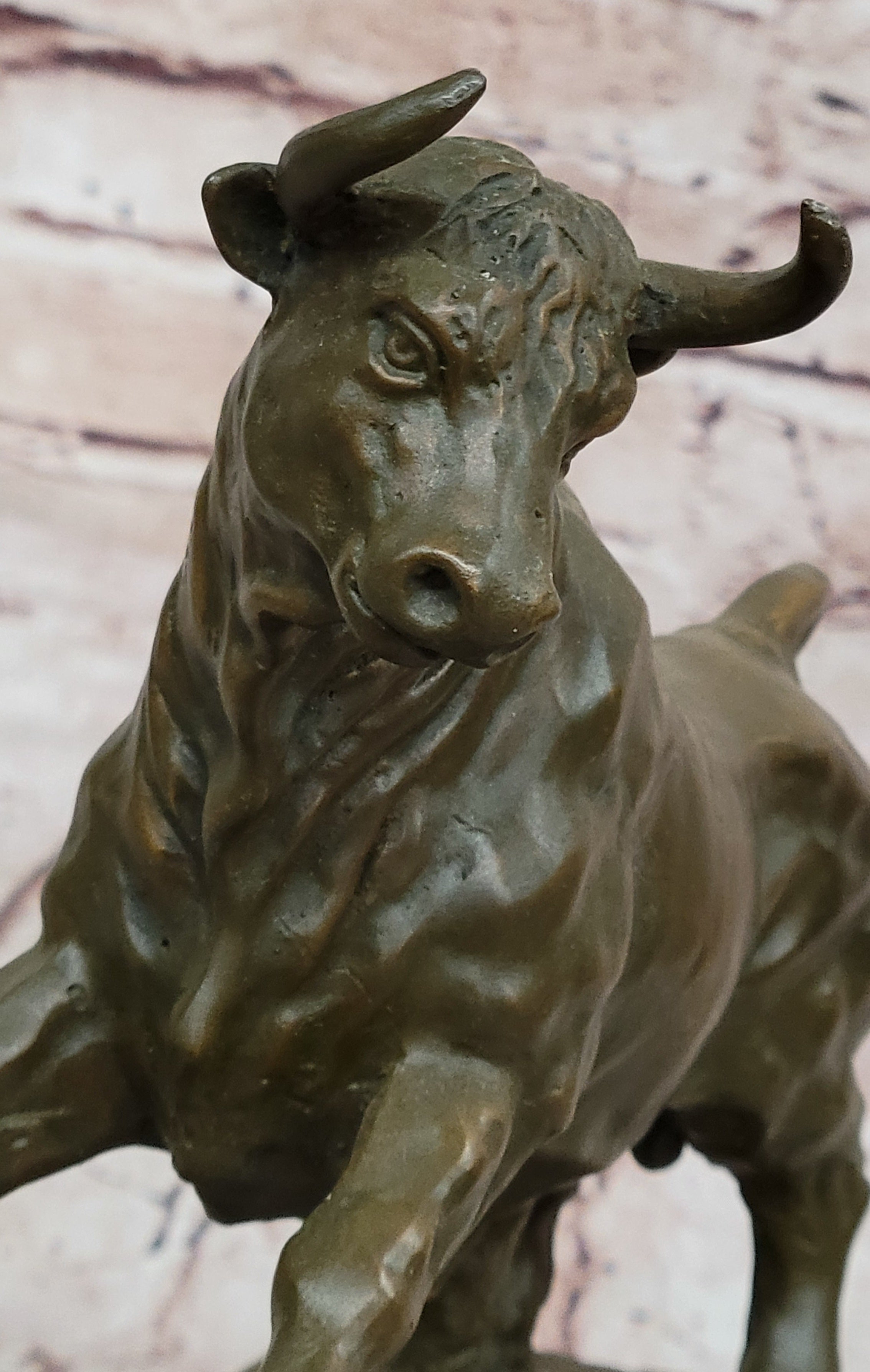 Charging Rearing Bull Bronze Sculpture Signed Milo