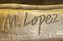 Rams Head Bust Bronze Metal Sculpture Statue on Marble Base Signed Milo
