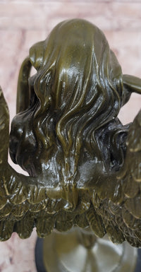 Genuine Bronze Sculpture Statue Woman Marble Deco Angel Rare Decor Artwork