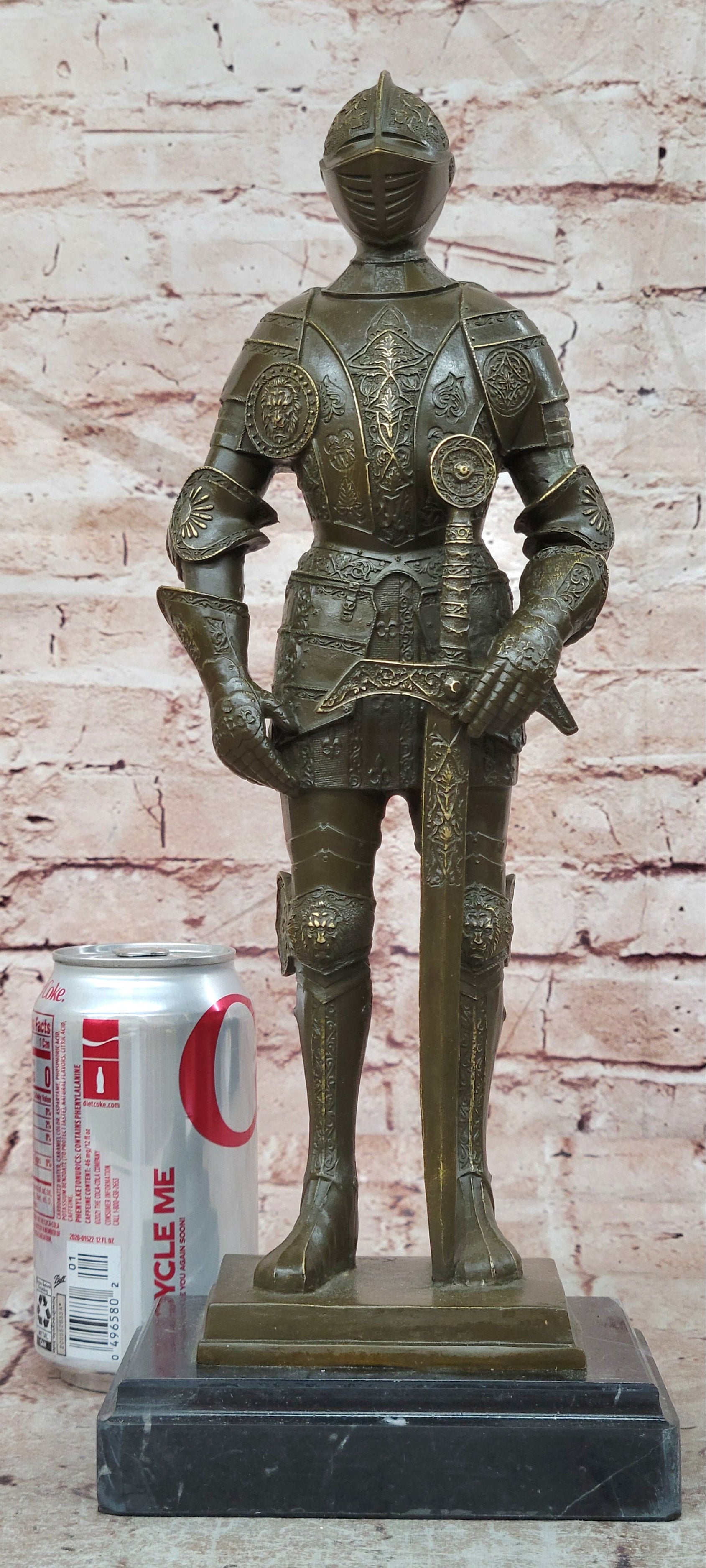 Limited Edition Bronze Medieval Knight Sculpture by Kamiko W/ Long Sword Armor