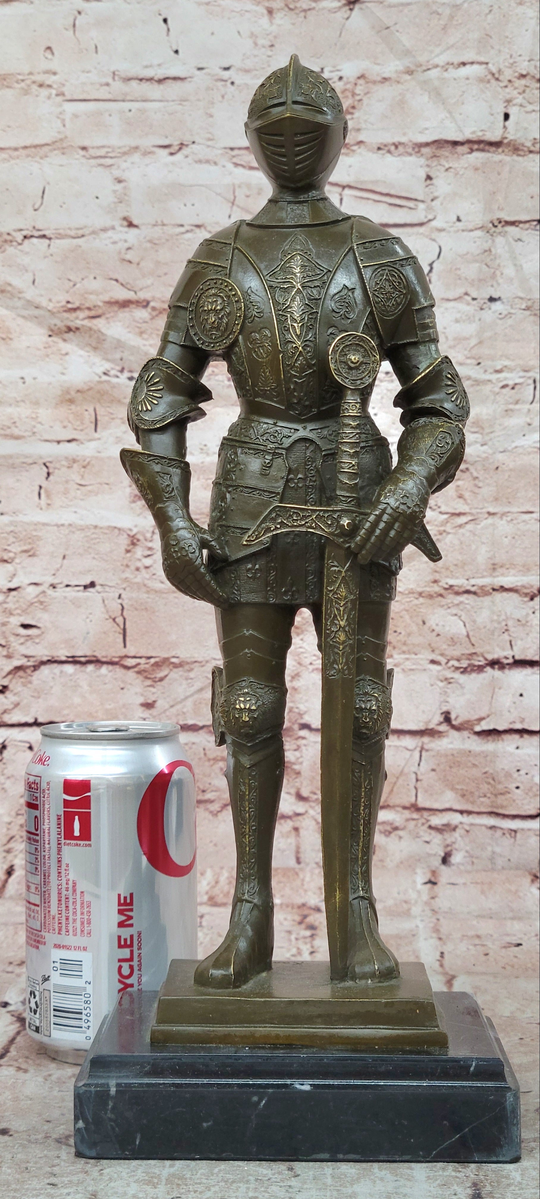 Limited Edition Bronze Medieval Knight Sculpture by Kamiko W/ Long Sword Armor