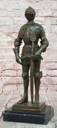 Limited Edition Bronze Medieval Knight Sculpture by Kamiko W/ Long Sword Armor