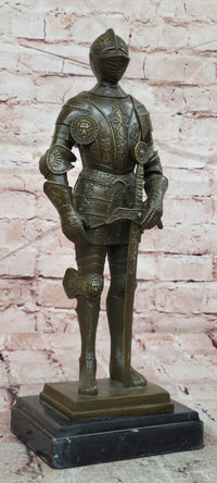 Limited Edition Bronze Medieval Knight Sculpture by Kamiko W/ Long Sword Armor