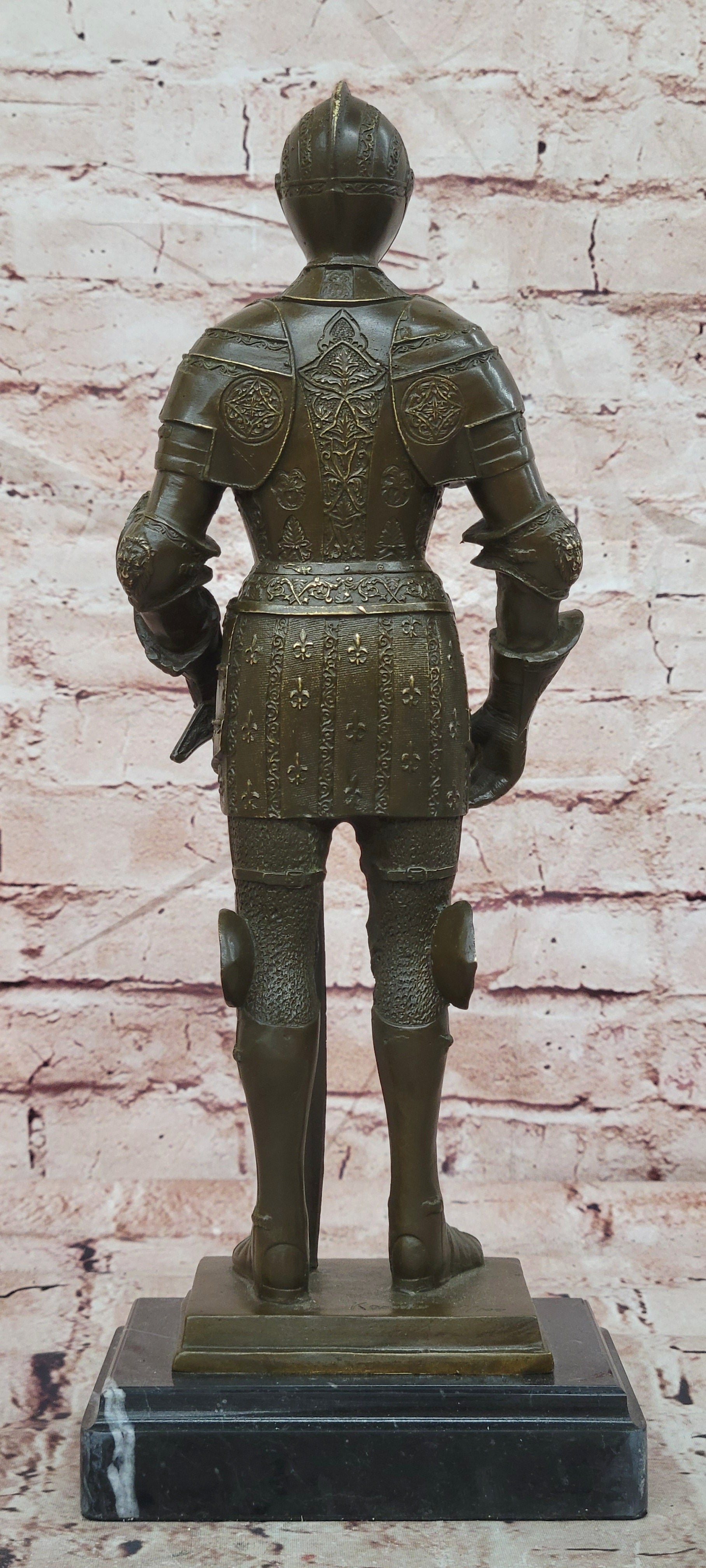 Limited Edition Bronze Medieval Knight Sculpture by Kamiko W/ Long Sword Armor