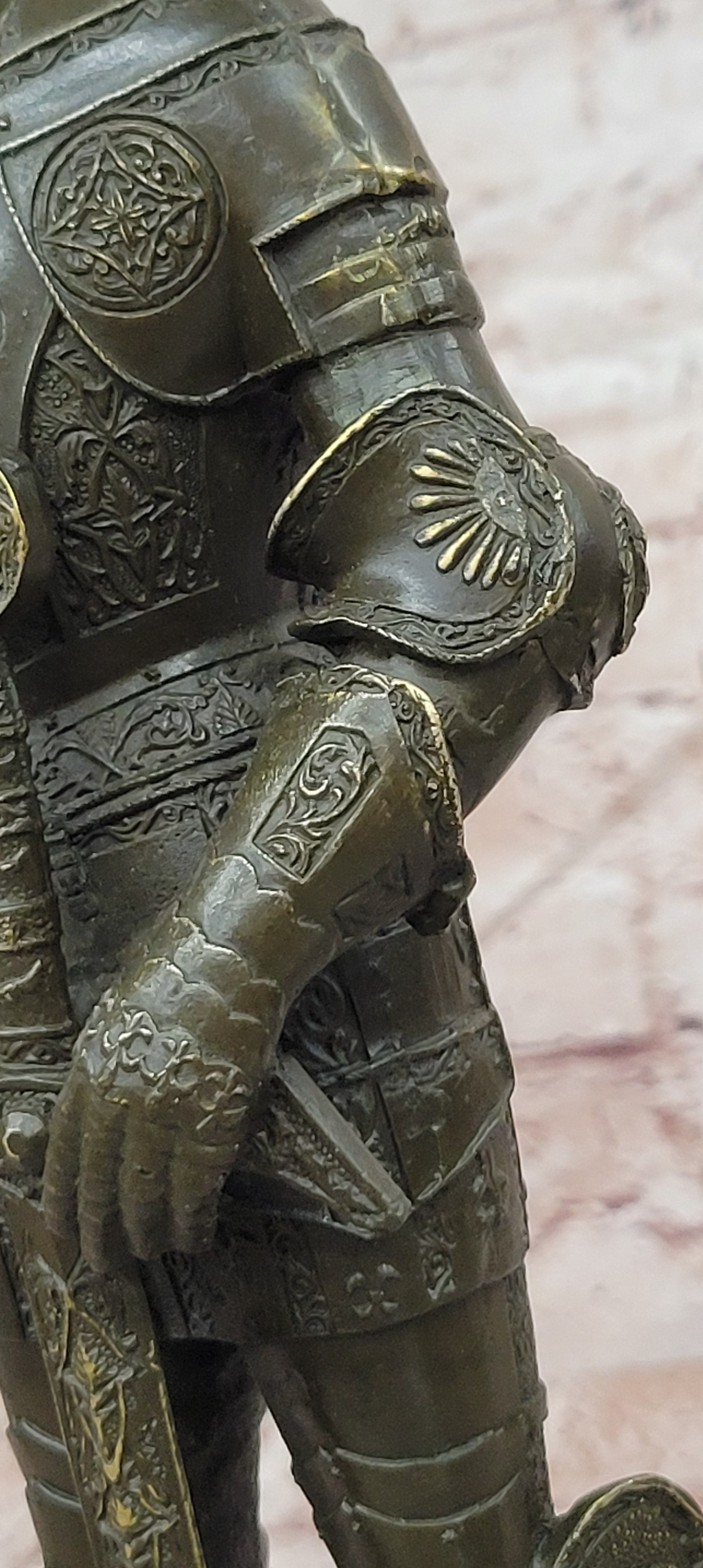 Limited Edition Bronze Medieval Knight Sculpture by Kamiko W/ Long Sword Armor