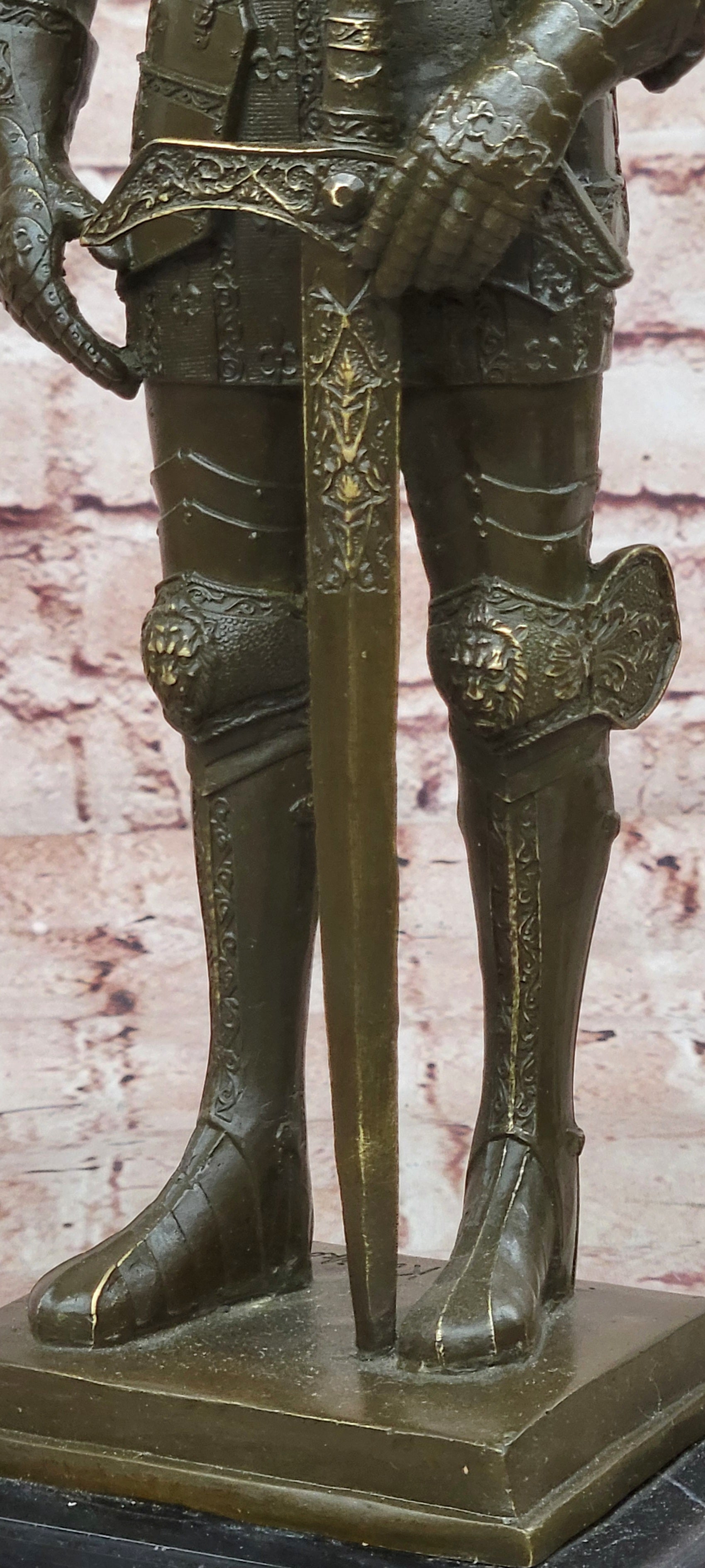 Limited Edition Bronze Medieval Knight Sculpture by Kamiko W/ Long Sword Armor