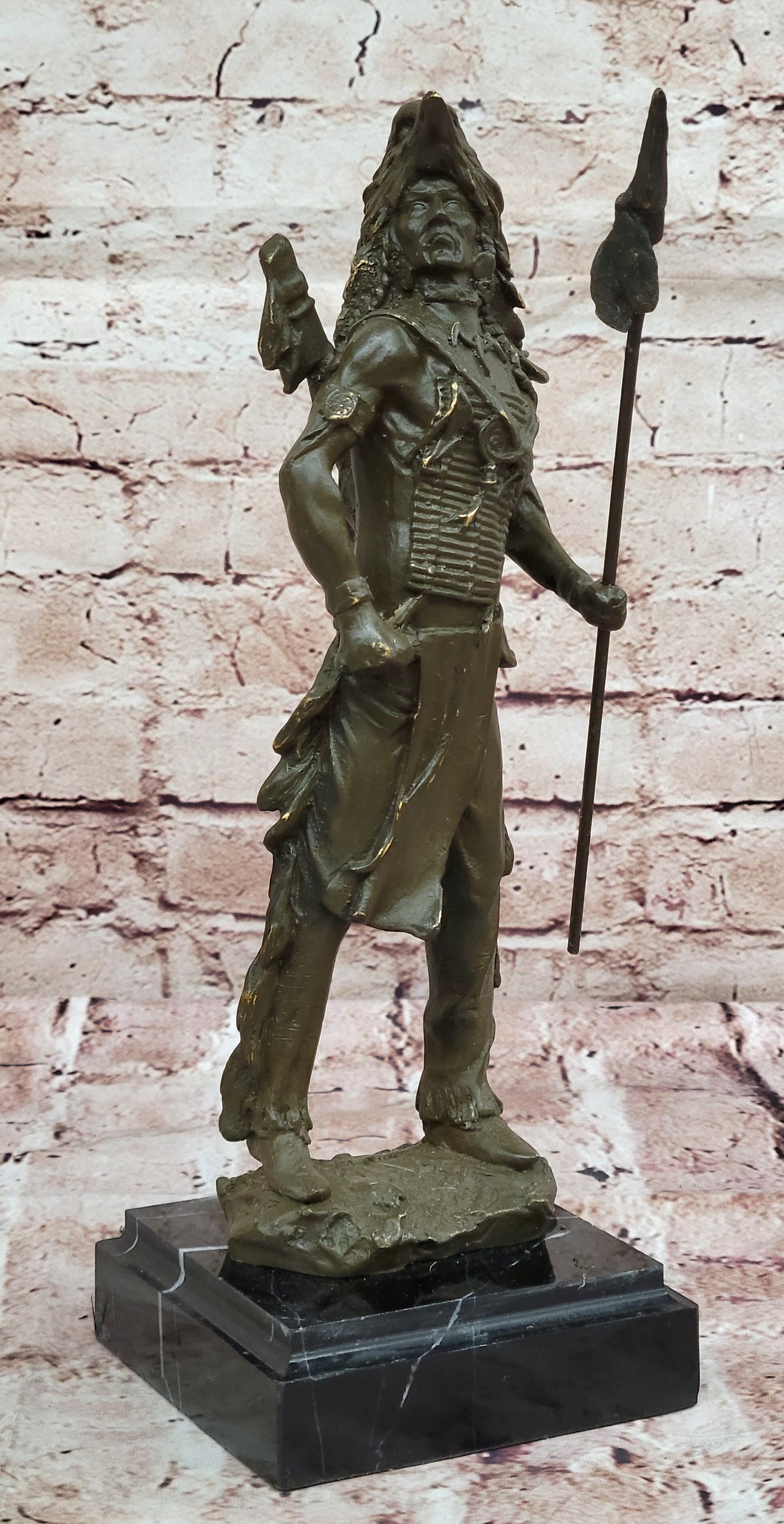 Native American Warrior Bronze - Plains Tribe Art