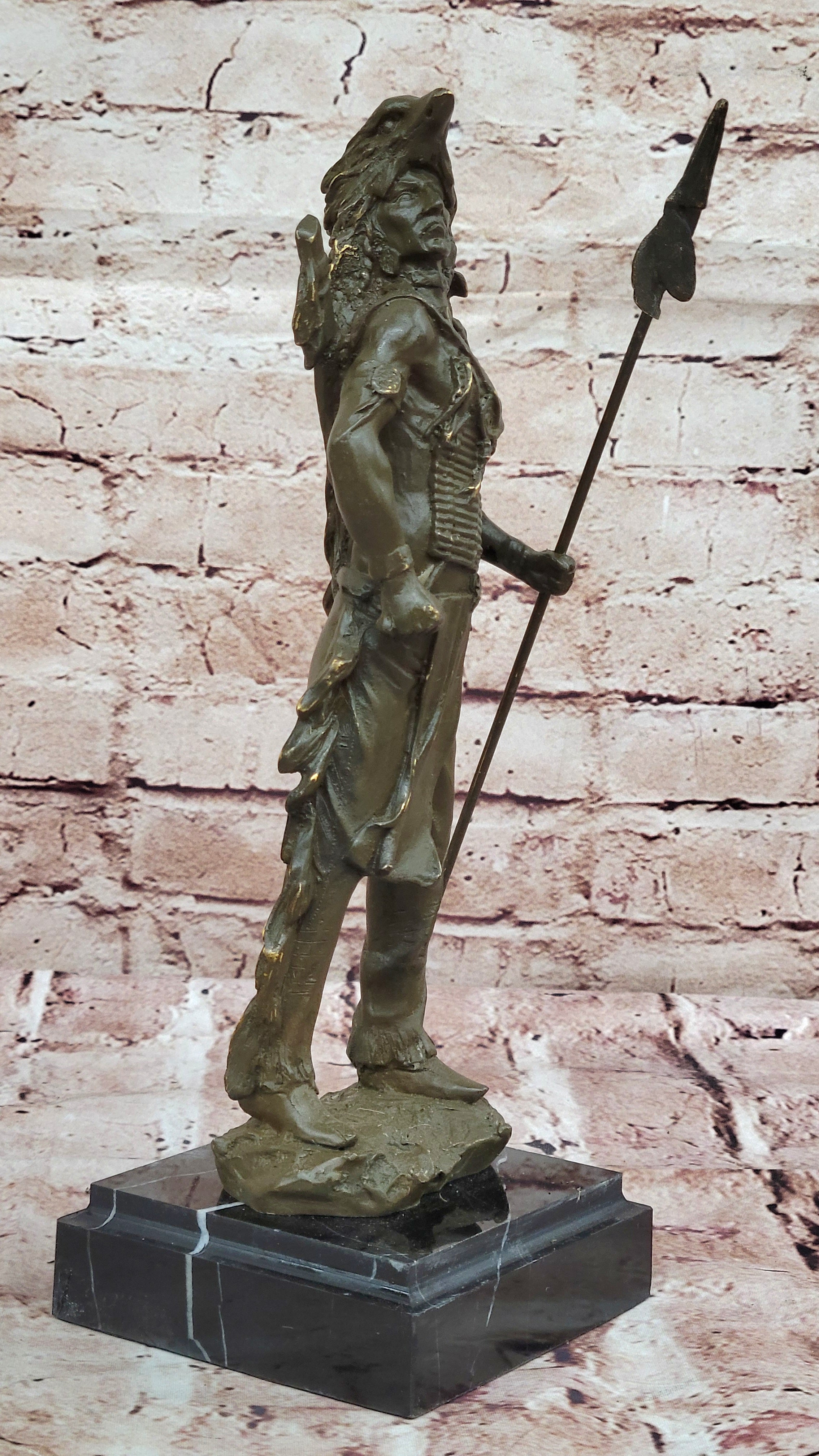 Native American Warrior Bronze - Plains Tribe Art