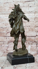 Bronze Native American Warrior with Wolf Headdress