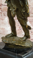Bronze Native American Warrior with Wolf Headdress