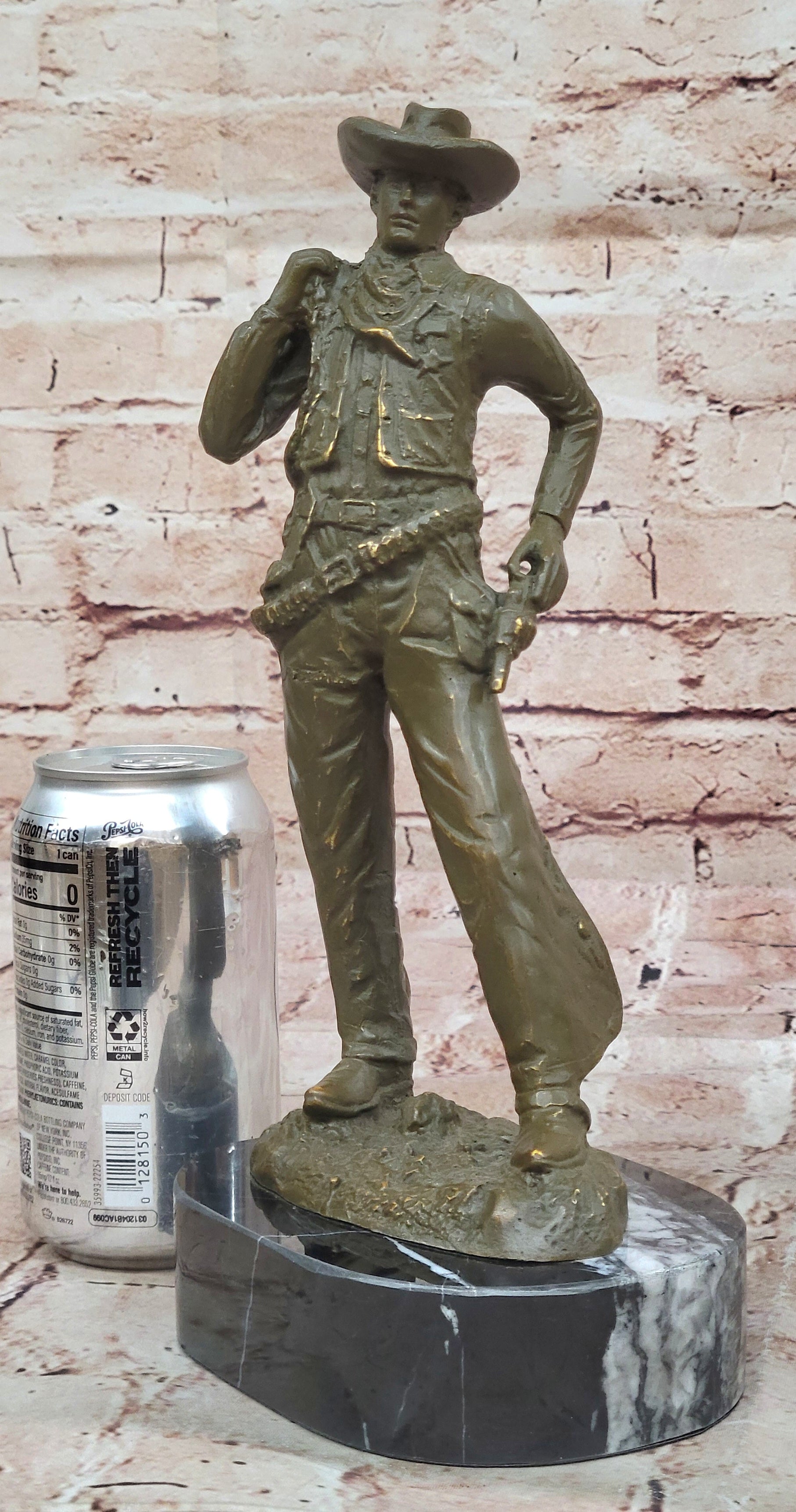 Cowboy Bronze Sculpture - Wild West Gunslinger Art