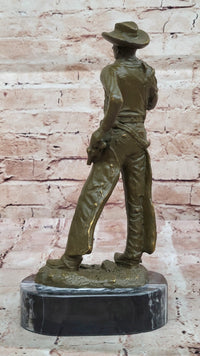 Cowboy Bronze Sculpture - Wild West Gunslinger Art