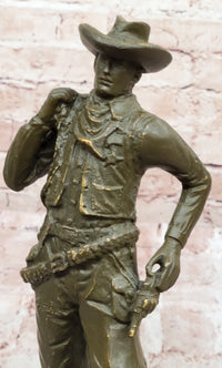 Cowboy Bronze Sculpture - Wild West Gunslinger Art
