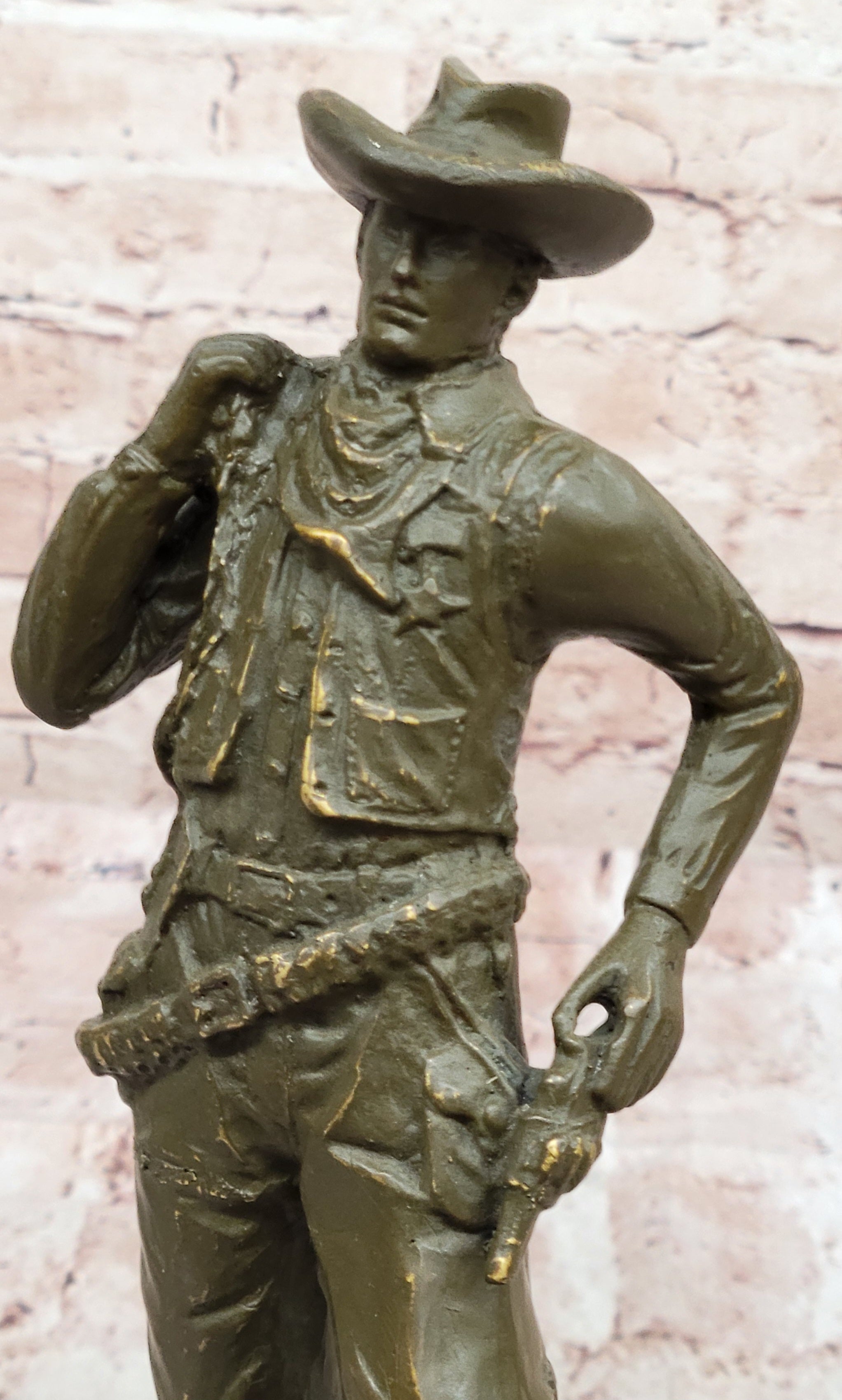 Cowboy Bronze Sculpture - Wild West Gunslinger Art