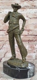 Cowboy Bronze Sculpture - Wild West Gunslinger Art