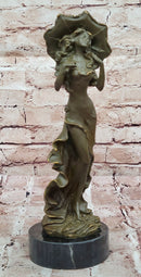 Art Nouveau Bronze Lady with Parasol Umbrella