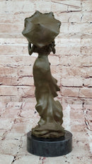 Art Nouveau Bronze Lady with Parasol Umbrella