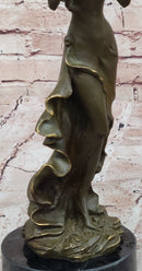 Art Nouveau Bronze Lady with Parasol Umbrella