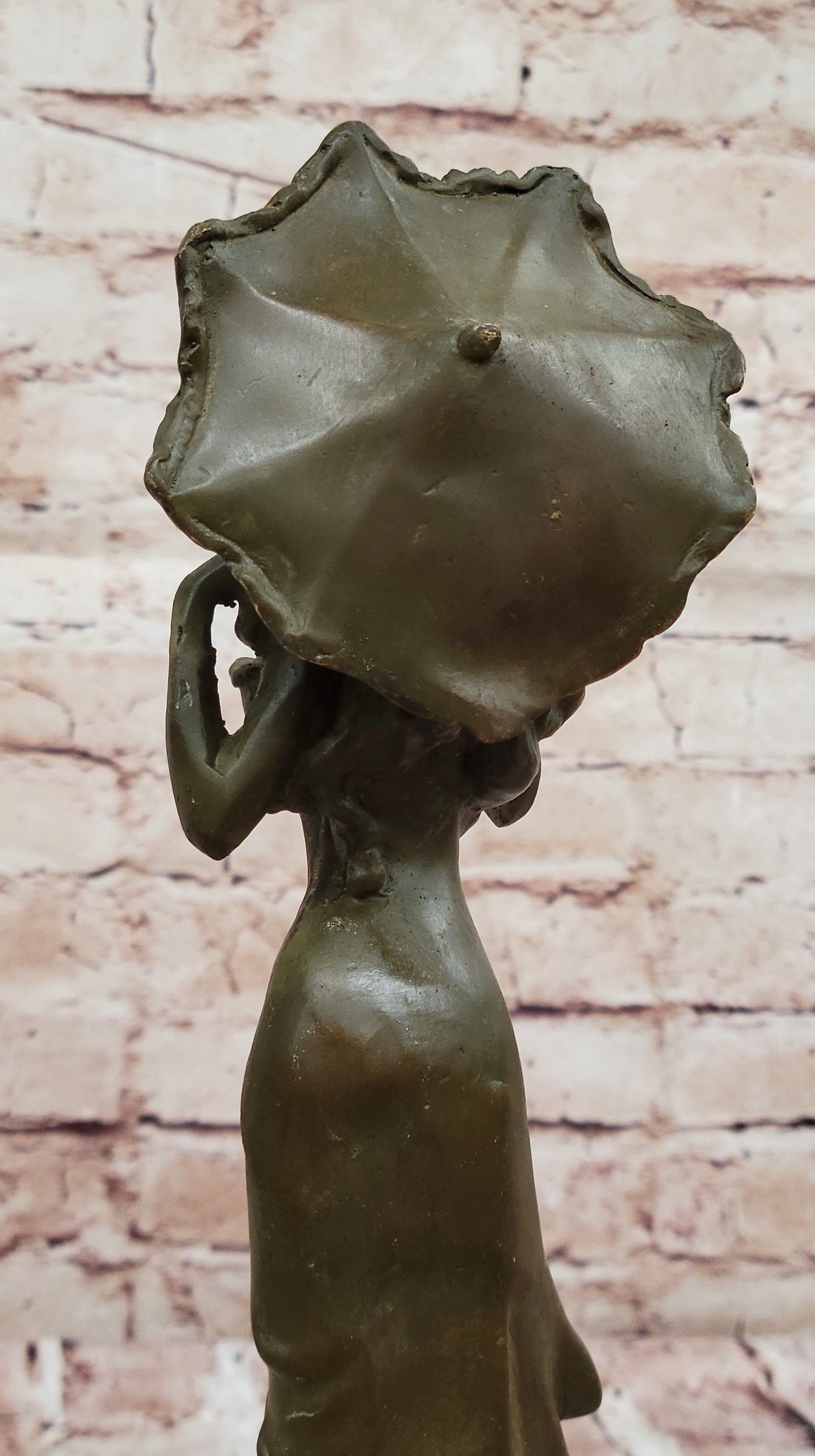Art Nouveau Bronze Lady with Parasol Umbrella