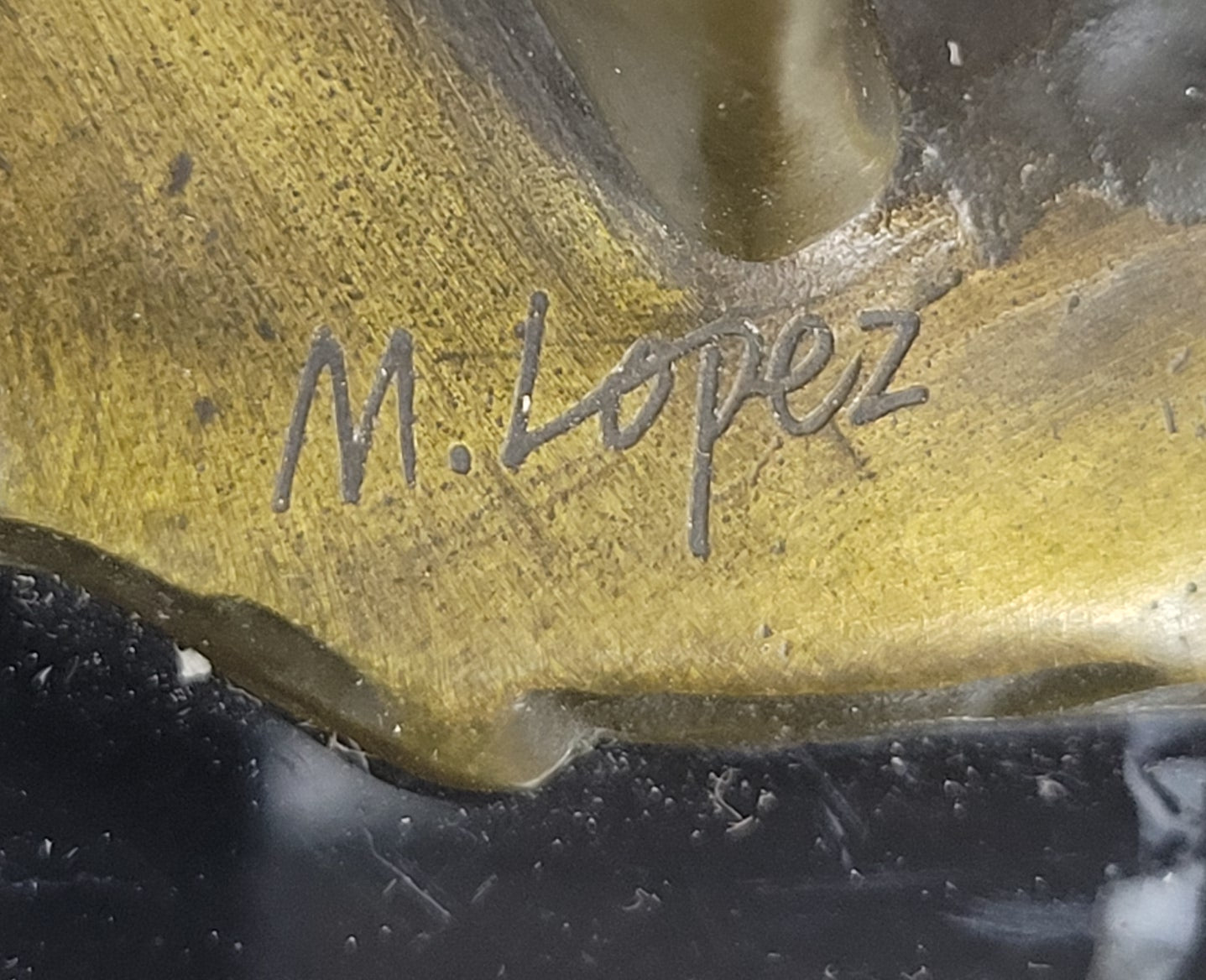 Signed Original Miguel Lopez Young Jestus with Cross Bronze Sculpture Figurine