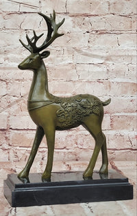 Genuine Bronze Beautiful Whitetail Stag by Bugatti Deer Statue Collectible Artwork