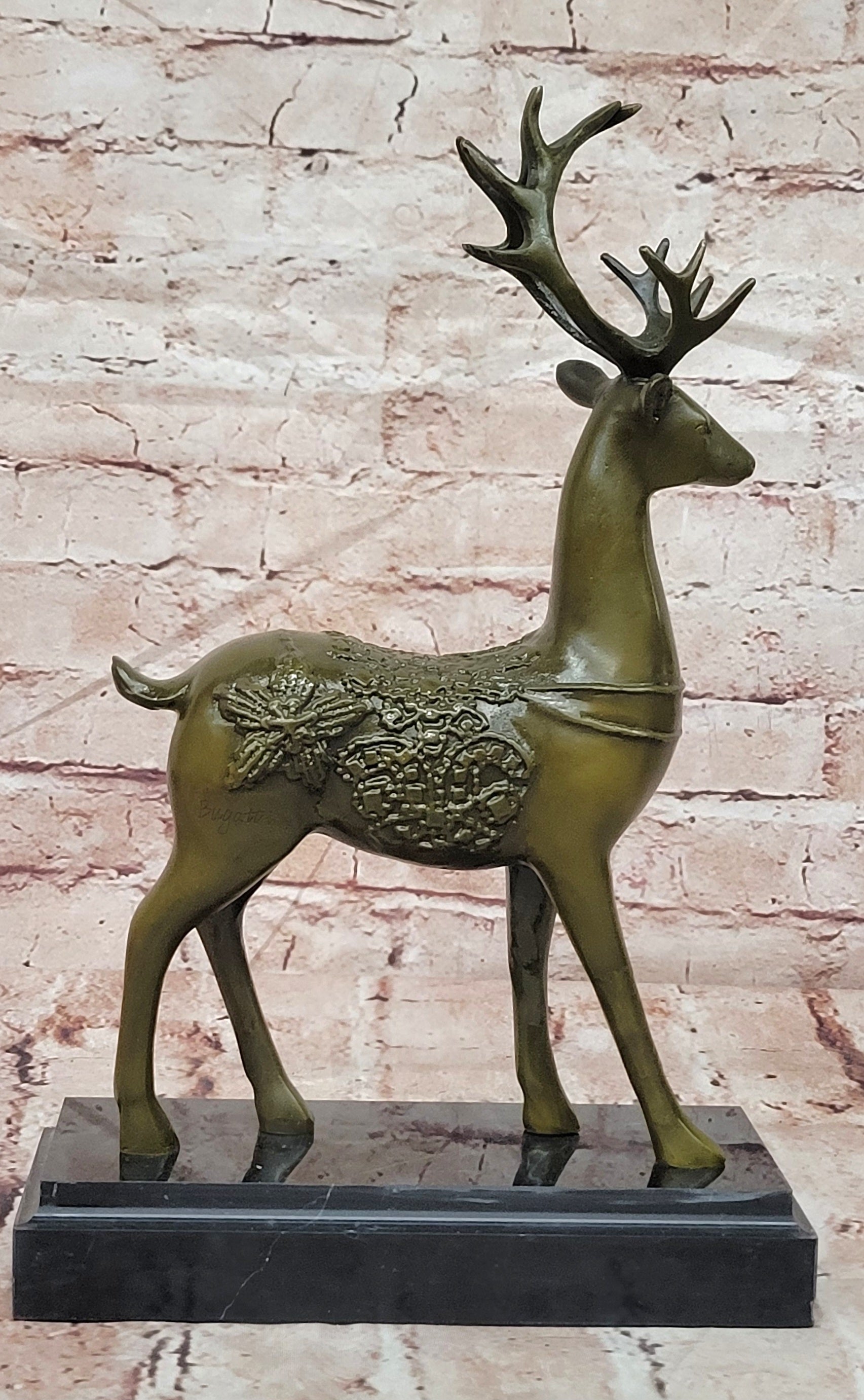 Genuine Bronze Beautiful Whitetail Stag by Bugatti Deer Statue Collectible Artwork