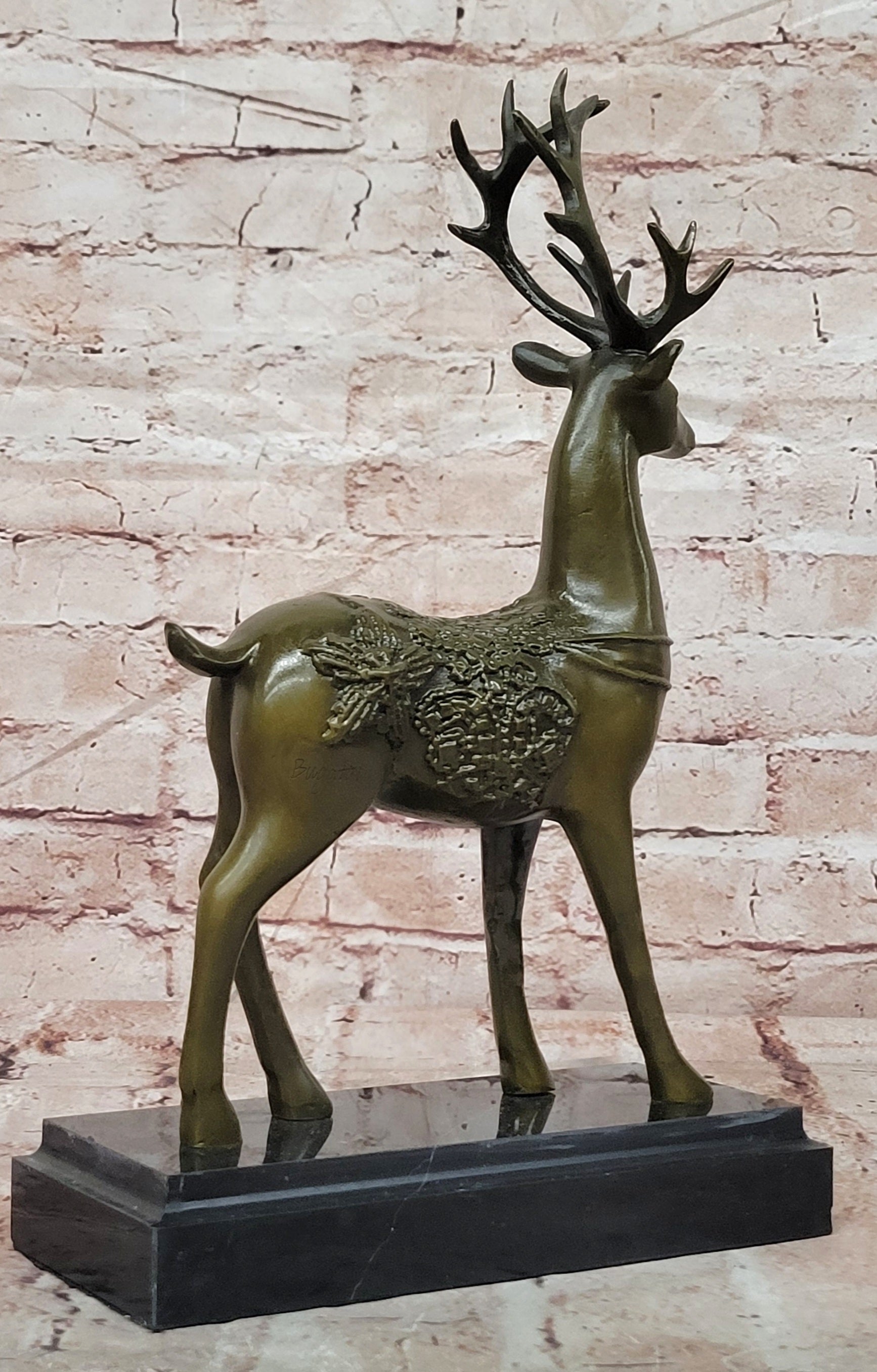 Genuine Bronze Beautiful Whitetail Stag by Bugatti Deer Statue Collectible Artwork