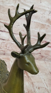 Genuine Bronze Beautiful Whitetail Stag by Bugatti Deer Statue Collectible Artwork