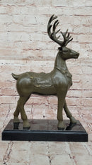 Bronze Deer with Antlers - Elegant Wildlife Sculpture