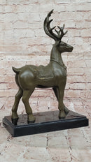 Bronze Deer with Antlers - Elegant Wildlife Sculpture