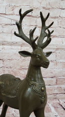 Bronze Deer with Antlers - Elegant Wildlife Sculpture