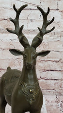 Bronze Deer with Antlers - Elegant Wildlife Sculpture